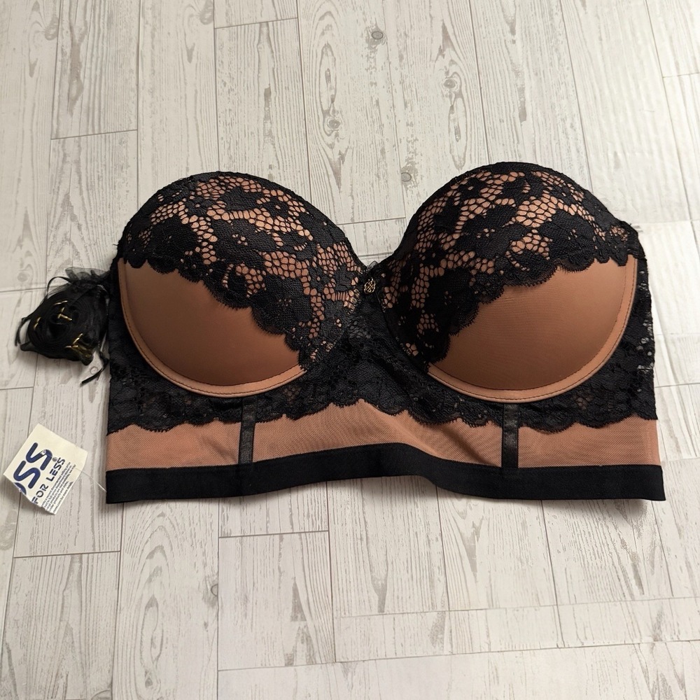 Daisy Fuentes Bra Womens‎ 38DD Lace Strapless Longline Convertible Bustier  New